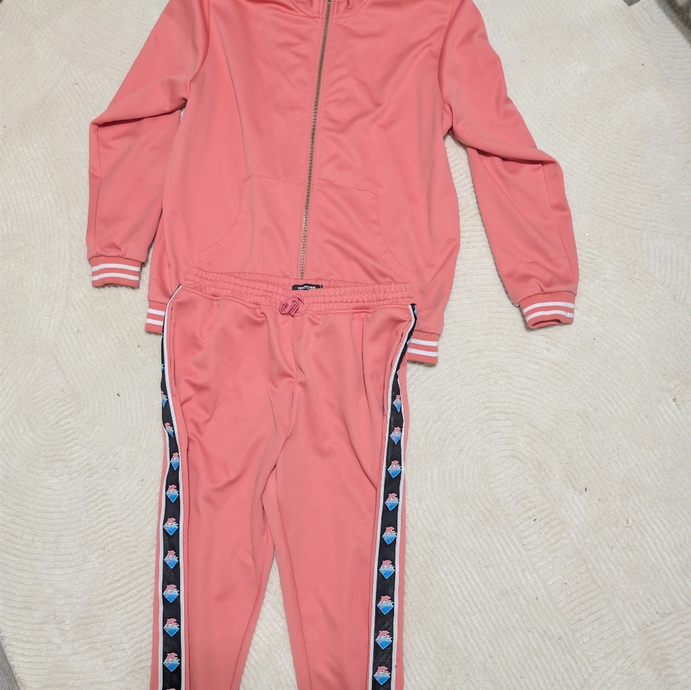 Pink Dolphin Salmon Joggers with Black Stripe